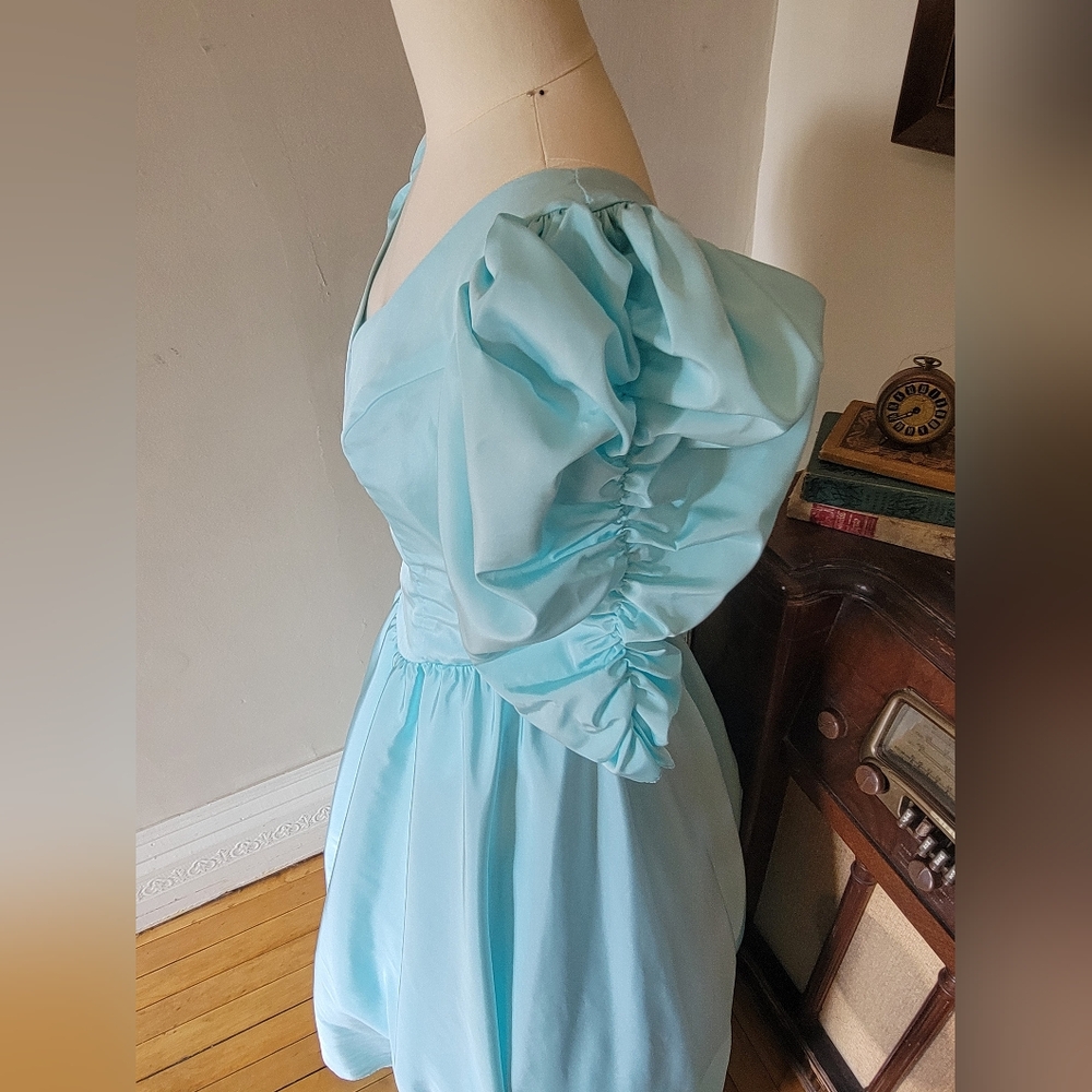 Vintage 80s Seafoam Mint Green Prom Dress Ariel Little Mermaid Princess M L - Picture 5 of 7